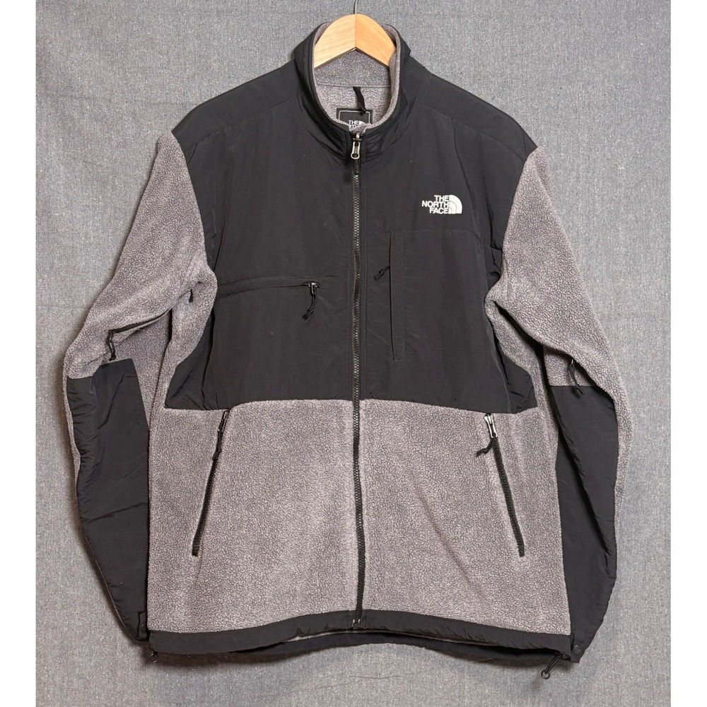 The North Face Denali Polartec Fleece Jacket Mens Large Grey Black‎ Colorblock